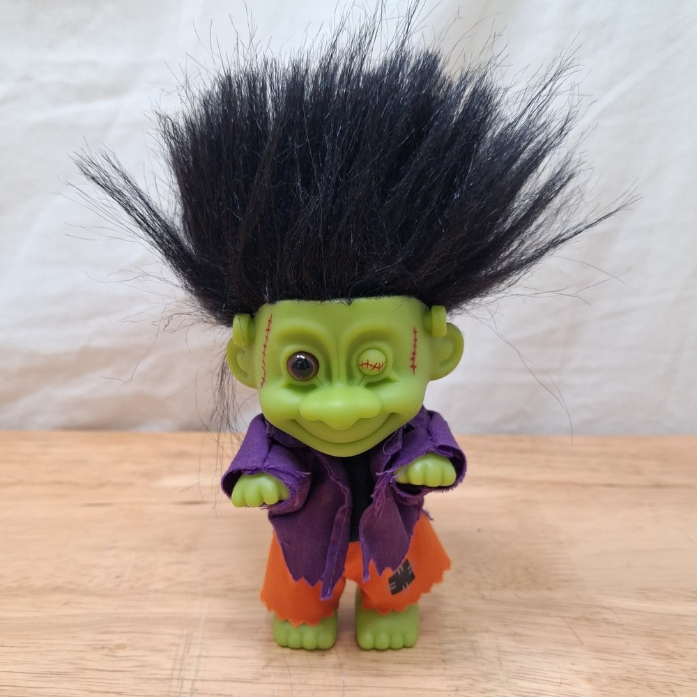 Russ Halloween One-Eyed Frankenstein Troll 4" Tall Without Hair Spooky Cute